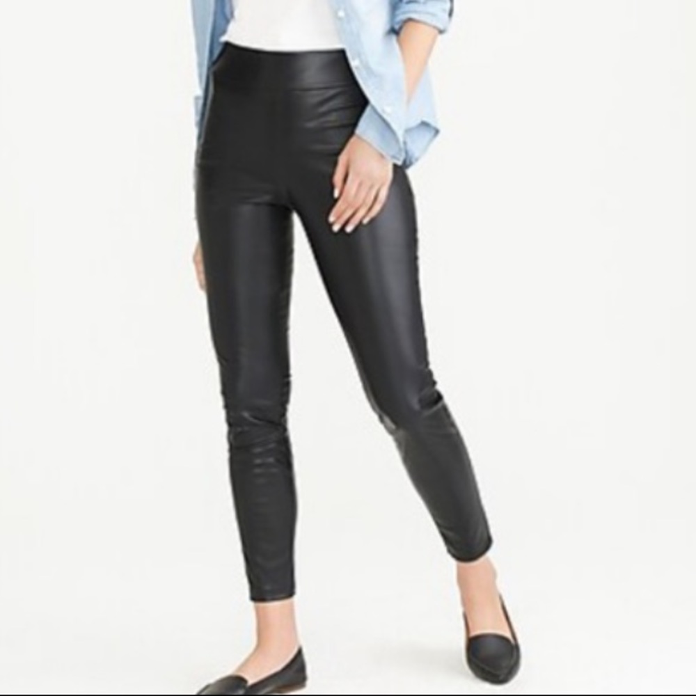 Lined faux leather leggings